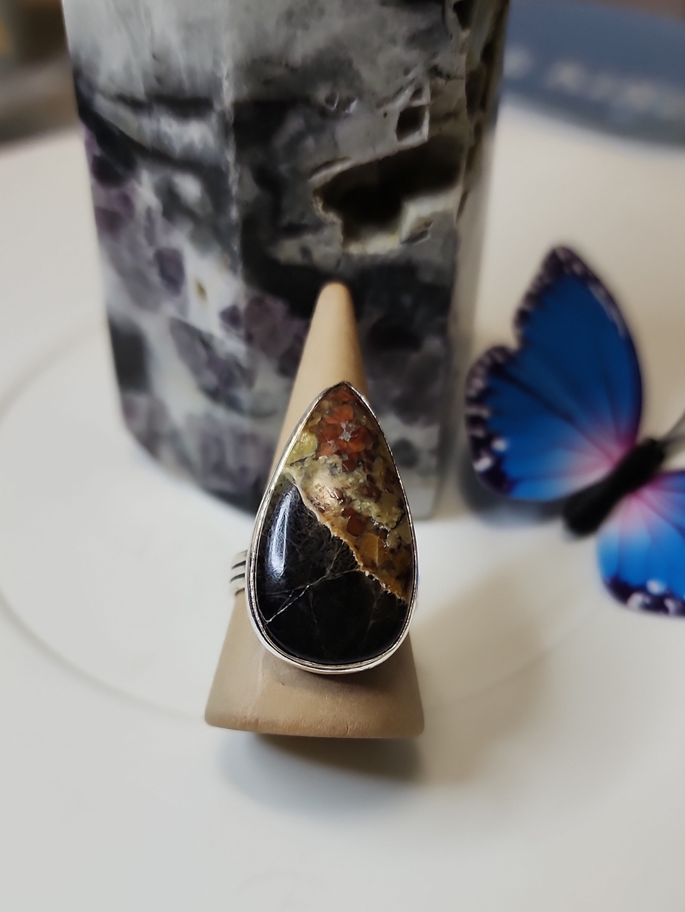 Multicolor Teardrop Gemstone Statement Ring - Women Jewelry